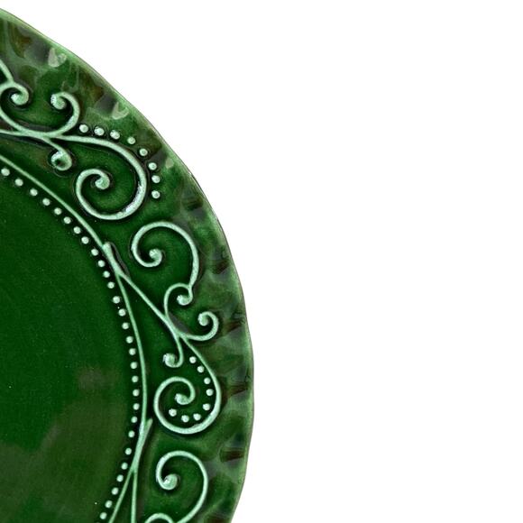 Maioliche Jessica Made in Italy Christmas Dinner Plates 11" Set 4 Holiday Green - Picture 6 of 11